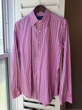 Ralph Lauren Pink, White & Blue Striped Button-Down Shirt